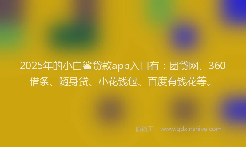 2025年的小白鲨贷款app入口有：团贷网、360借条、随身贷、小花钱包、百度有钱花等。