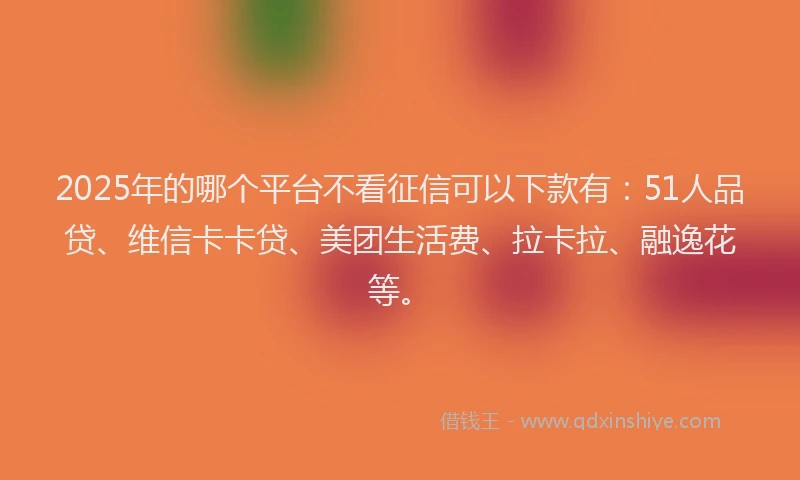 2025年的哪个平台不看征信可以下款有：51人品贷、维信卡卡贷、美团生活费、拉卡拉、融逸花等。