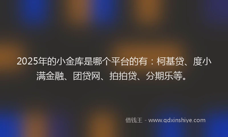 2025年的小金库是哪个平台的有：柯基贷、度小满金融、团贷网、拍拍贷、分期乐等。