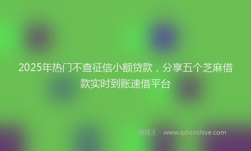 2025年热门不查征信小额贷款，分享五个芝麻借款实时到账速借平台