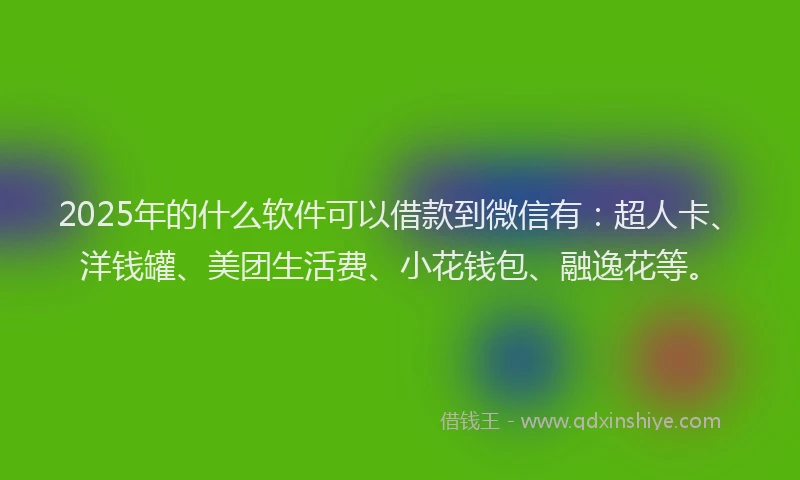 2025年的什么软件可以借款到微信有：超人卡、洋钱罐、美团生活费、小花钱包、融逸花等。