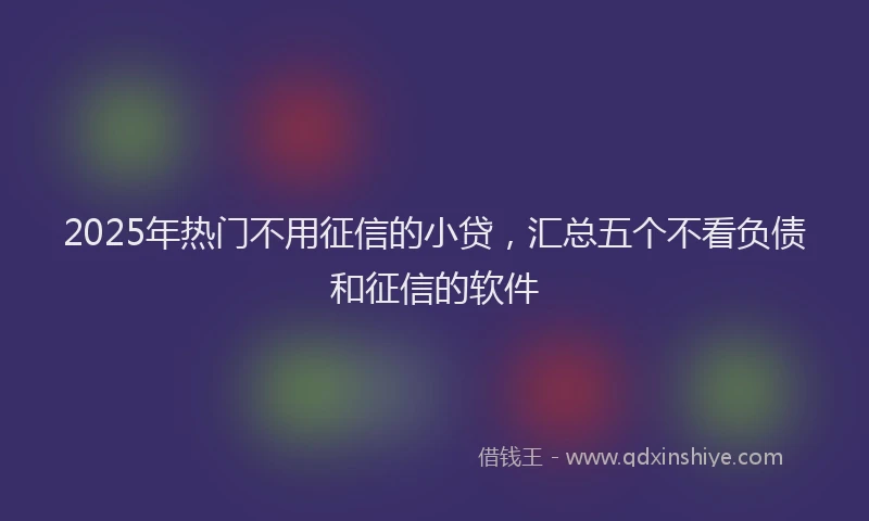 2025年热门不用征信的小贷，汇总五个不看负债和征信的软件