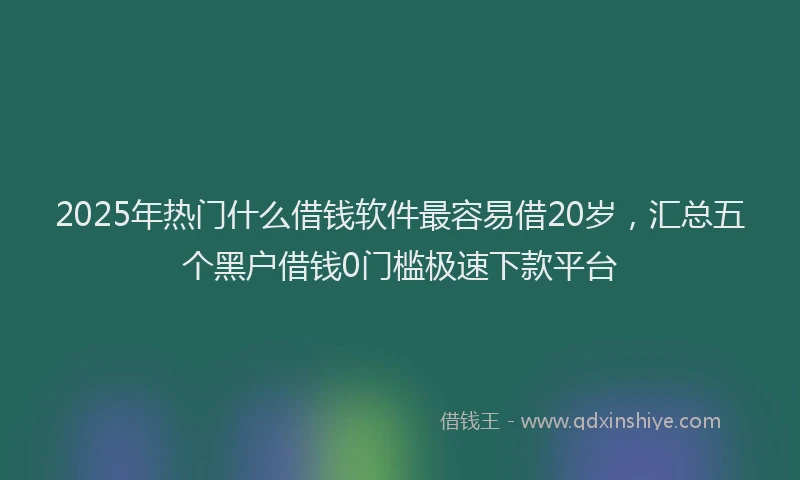 2025年热门什么借钱软件最容易借20岁，汇总五个黑户借钱0门槛极速下款平台