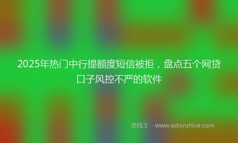 2025年热门中行提额度短信被拒，盘点五个网贷口子风控不严的软件