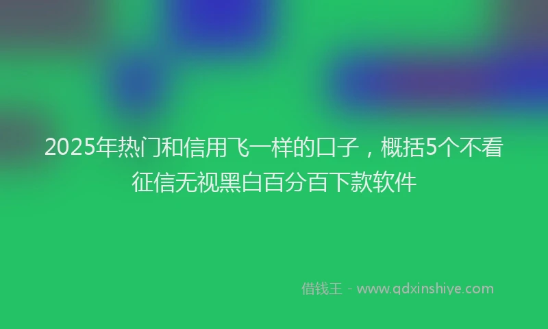 2025年热门和信用飞一样的口子，概括5个不看征信无视黑白百分百下款软件