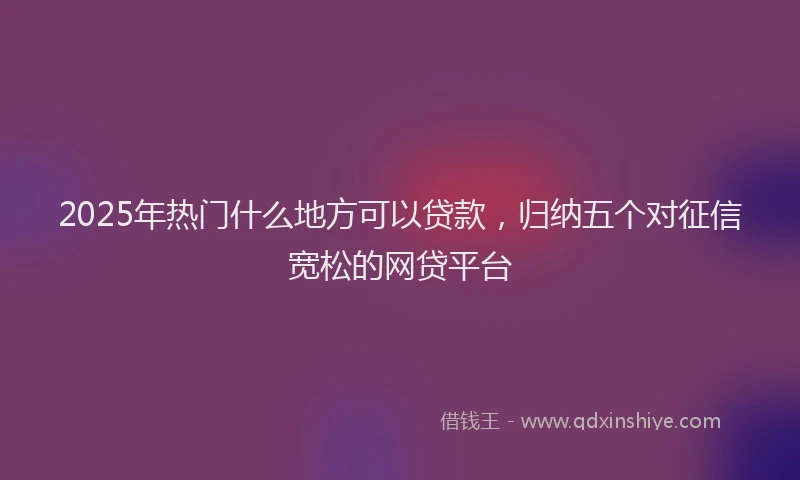 2025年热门什么地方可以贷款，归纳五个对征信宽松的网贷平台