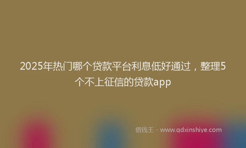 2025年热门哪个贷款平台利息低好通过，整理5个不上征信的贷款app