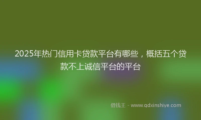 2025年热门信用卡贷款平台有哪些，概括五个贷款不上诚信平台的平台