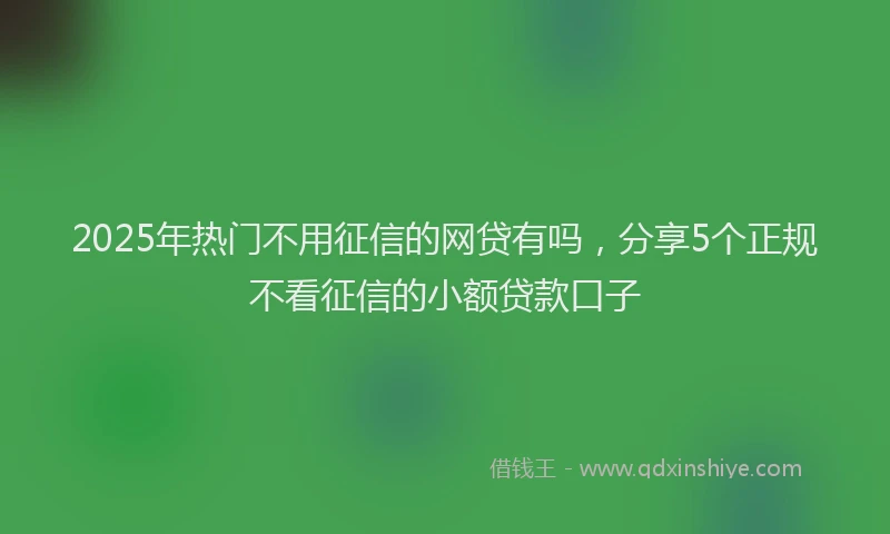 2025年热门不用征信的网贷有吗，分享5个正规不看征信的小额贷款口子