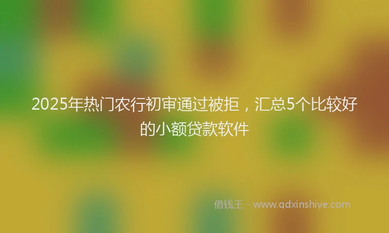 2025年热门农行初审通过被拒，汇总5个比较好的小额贷款软件