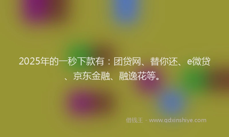 2025年的一秒下款有：团贷网、替你还、e微贷、京东金融、融逸花等。
