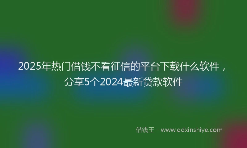 2025年热门借钱不看征信的平台下载什么软件，分享5个2024最新贷款软件