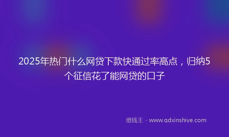 2025年热门什么网贷下款快通过率高点，归纳5个征信花了能网贷的口子