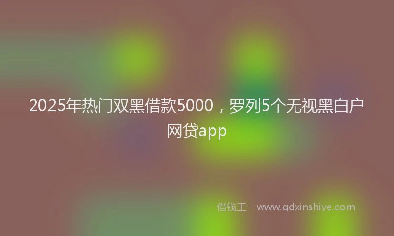 2025年热门双黑借款5000，罗列5个无视黑白户网贷app