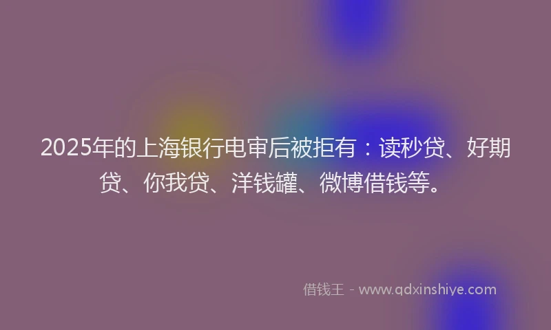 2025年的上海银行电审后被拒有：读秒贷、好期贷、你我贷、洋钱罐、微博借钱等。