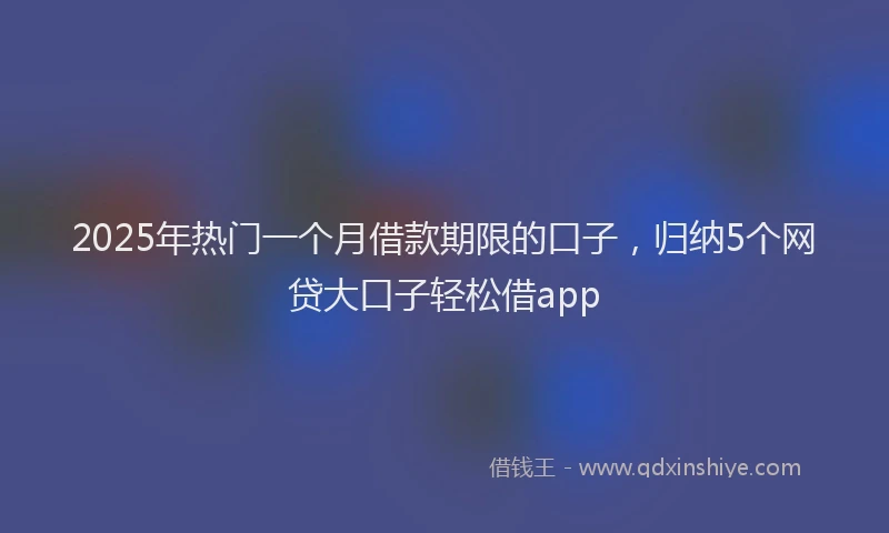 2025年热门一个月借款期限的口子，归纳5个网贷大口子轻松借app