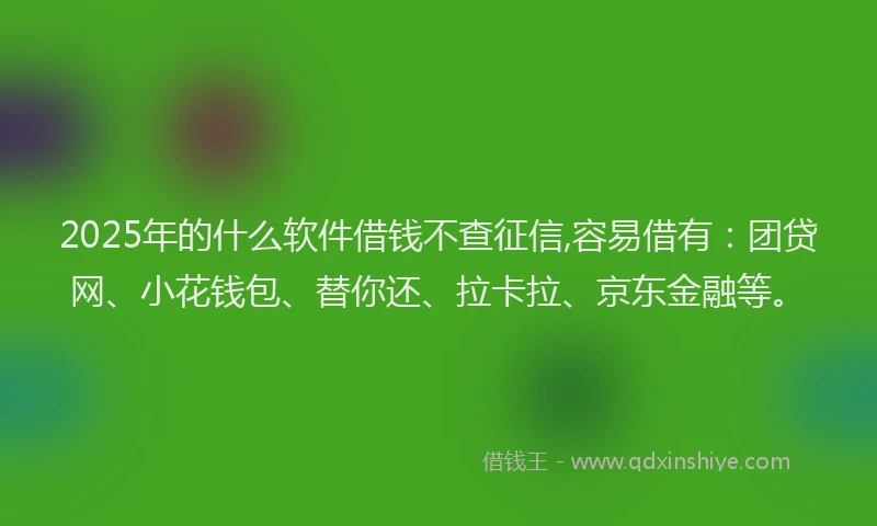 2025年的什么软件借钱不查征信,容易借有：团贷网、小花钱包、替你还、拉卡拉、京东金融等。