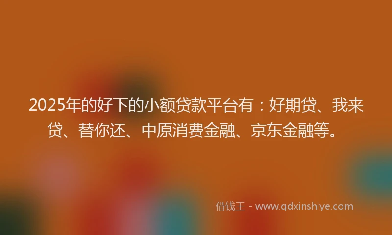 2025年的好下的小额贷款平台有：好期贷、我来贷、替你还、中原消费金融、京东金融等。