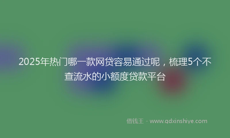 2025年热门哪一款网贷容易通过呢，梳理5个不查流水的小额度贷款平台