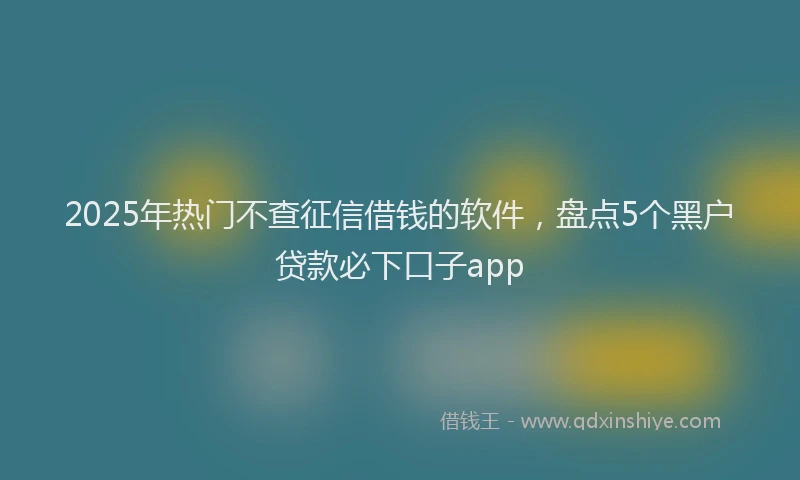 2025年热门不查征信借钱的软件，盘点5个黑户贷款必下口子app