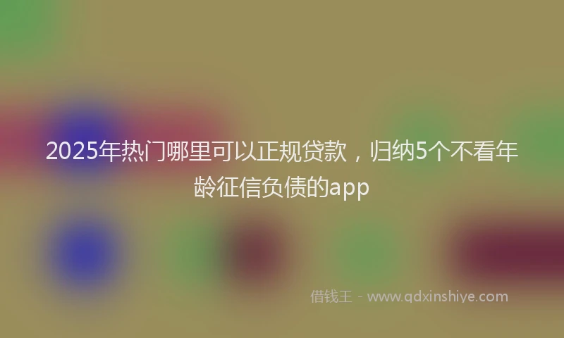2025年热门哪里可以正规贷款，归纳5个不看年龄征信负债的app