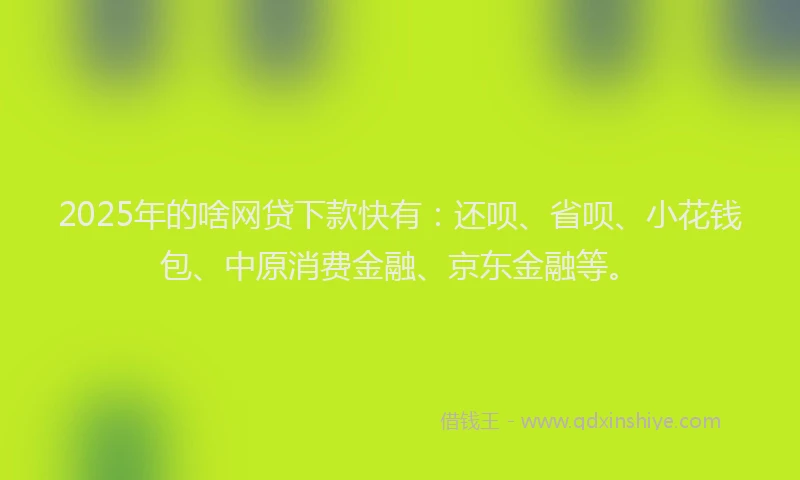 2025年的啥网贷下款快有：还呗、省呗、小花钱包、中原消费金融、京东金融等。