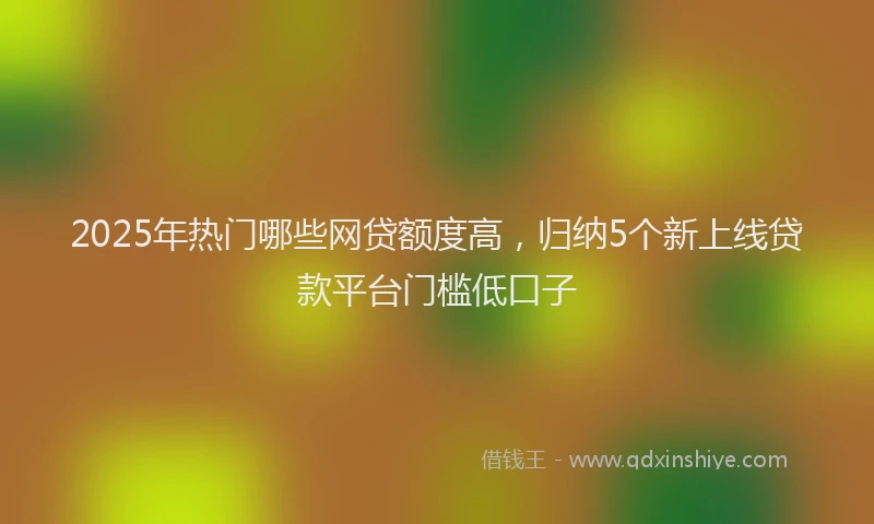 2025年热门哪些网贷额度高，归纳5个新上线贷款平台门槛低口子