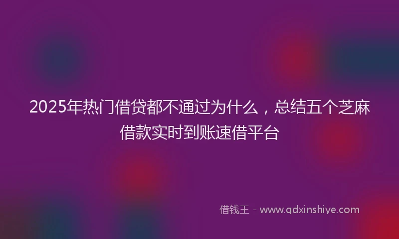 2025年热门借贷都不通过为什么，总结五个芝麻借款实时到账速借平台