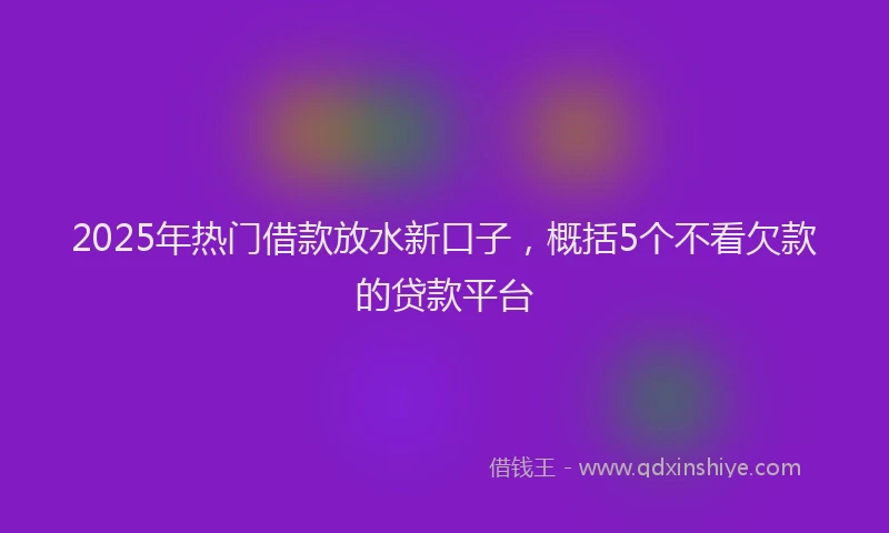 2025年热门借款放水新口子，概括5个不看欠款的贷款平台