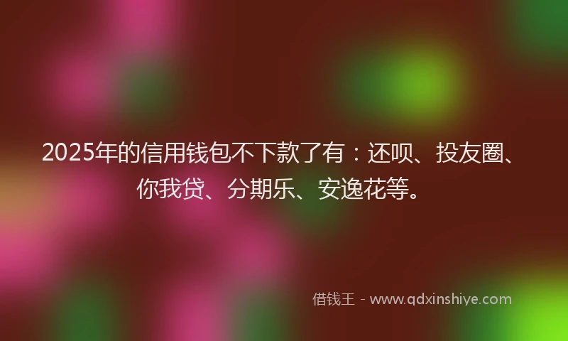 2025年的信用钱包不下款了有：还呗、投友圈、你我贷、分期乐、安逸花等。