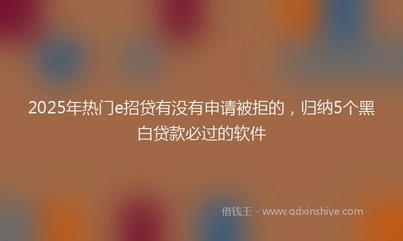 2025年热门e招贷有没有申请被拒的，归纳5个黑白贷款必过的软件