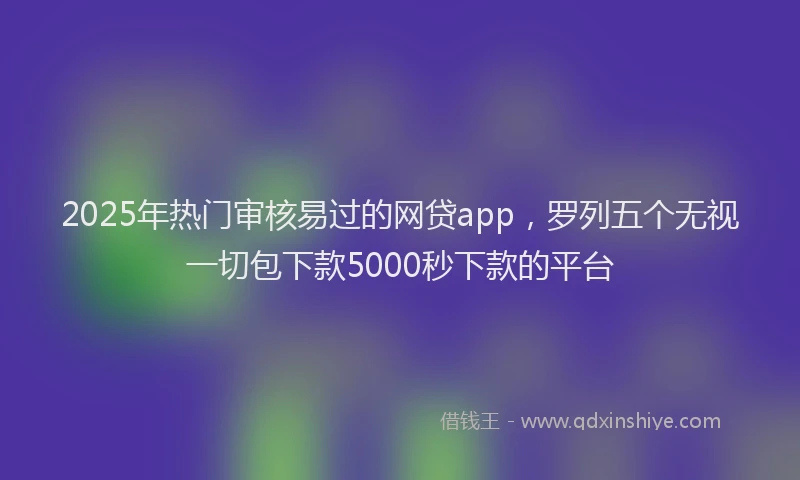 2025年热门审核易过的网贷app,罗列五个无视一切包下款5000秒下款的平台
