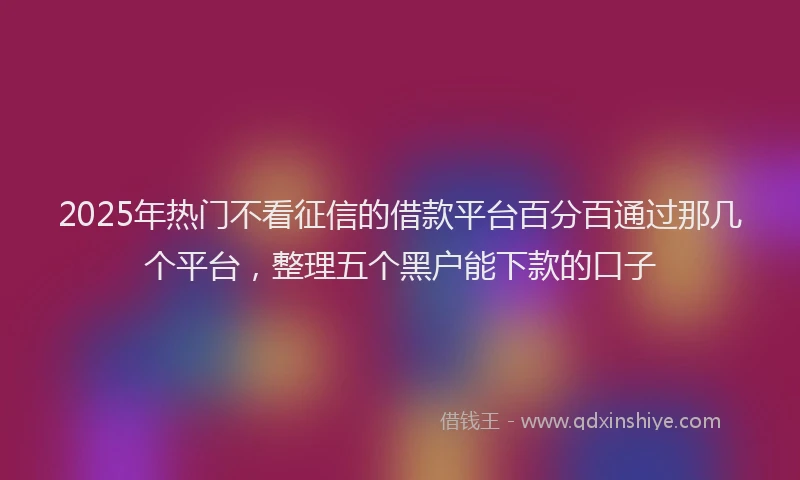 2025年热门不看征信的借款平台百分百通过那几个平台，整理五个黑户能下款的口子