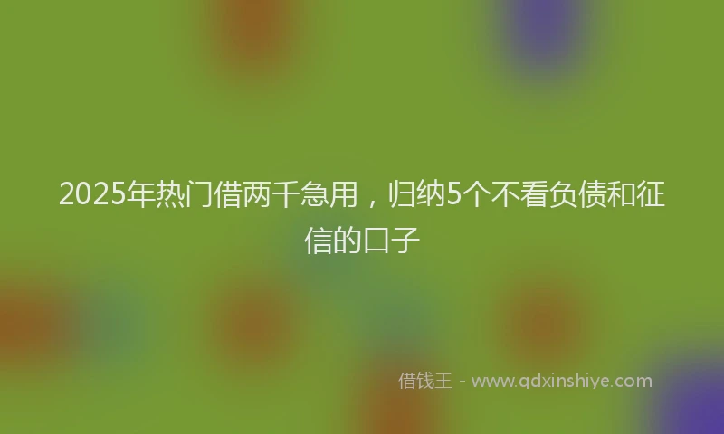 2025年热门借两千急用，归纳5个不看负债和征信的口子