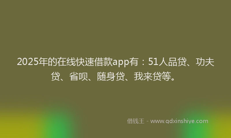2025年的在线快速借款app有：51人品贷、功夫贷、省呗、随身贷、我来贷等。