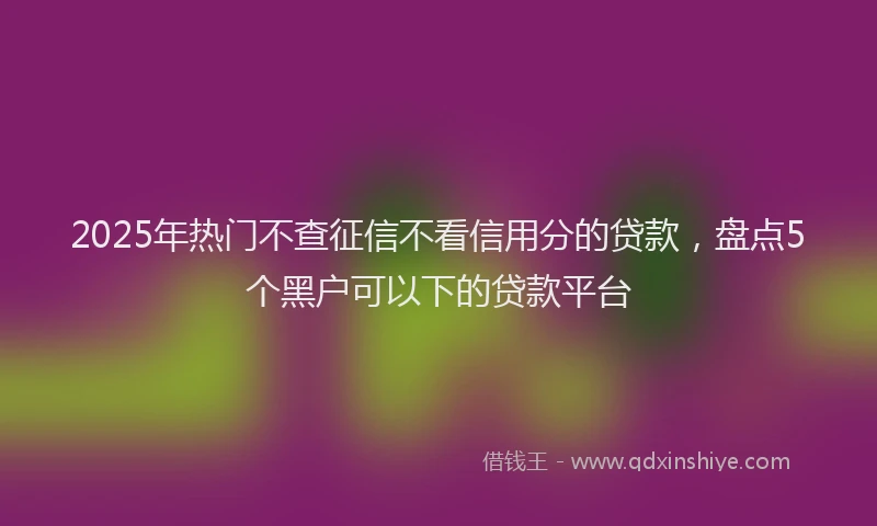 2025年热门不查征信不看信用分的贷款，盘点5个黑户可以下的贷款平台
