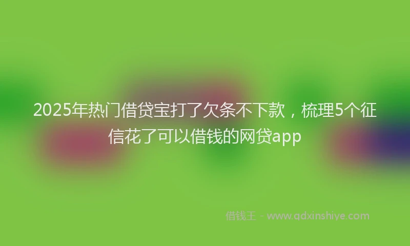 2025年热门借贷宝打了欠条不下款，梳理5个征信花了可以借钱的网贷app