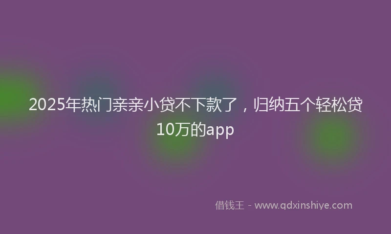 2025年热门亲亲小贷不下款了，归纳五个轻松贷10万的app