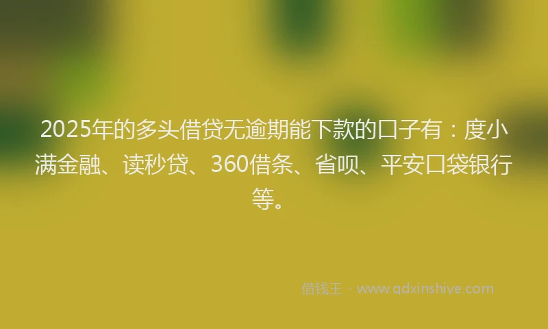 2025年的多头借贷无逾期能下款的口子有：度小满金融、读秒贷、360借条、省呗、平安口袋银行等。