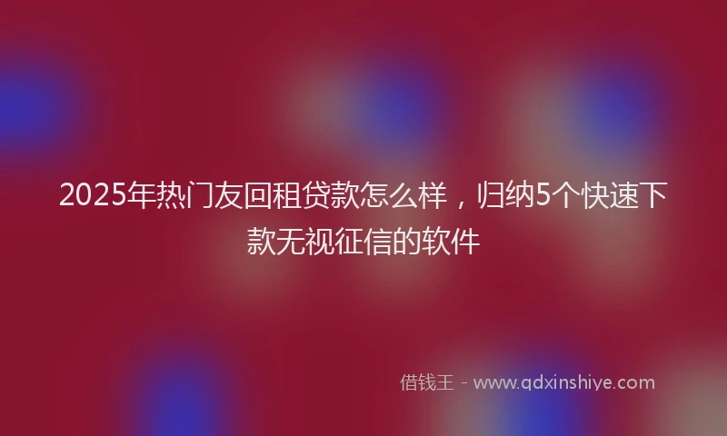 2025年热门友回租贷款怎么样，归纳5个快速下款无视征信的软件