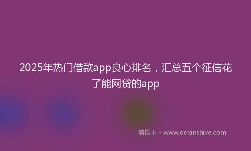 2025年热门借款app良心排名，汇总五个征信花了能网贷的app