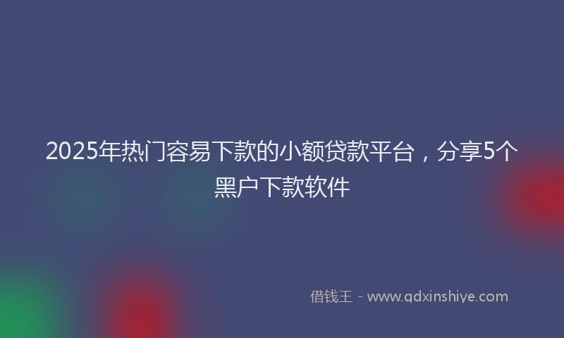 2025年热门容易下款的小额贷款平台，分享5个黑户下款软件