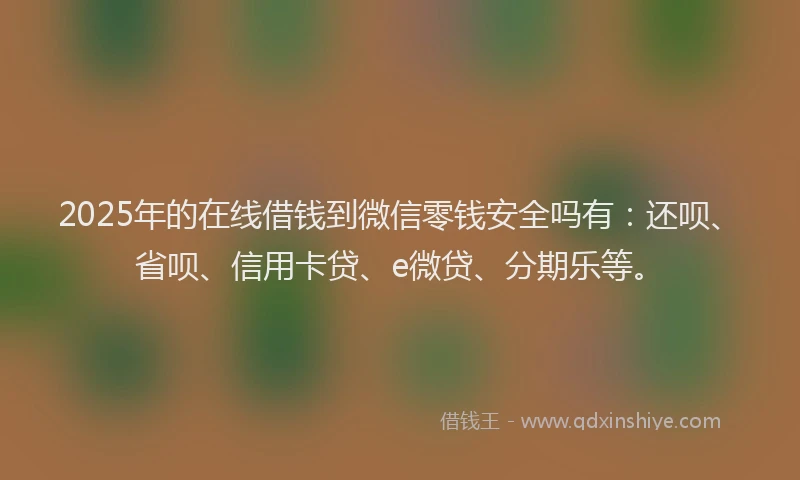 2025年的在线借钱到微信零钱安全吗有：还呗、省呗、信用卡贷、e微贷、分期乐等。