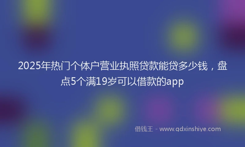 2025年热门个体户营业执照贷款能贷多少钱，盘点5个满19岁可以借款的app