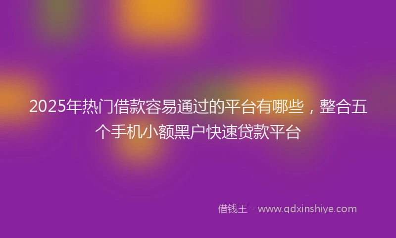 2025年热门借款容易通过的平台有哪些，整合五个手机小额黑户快速贷款平台