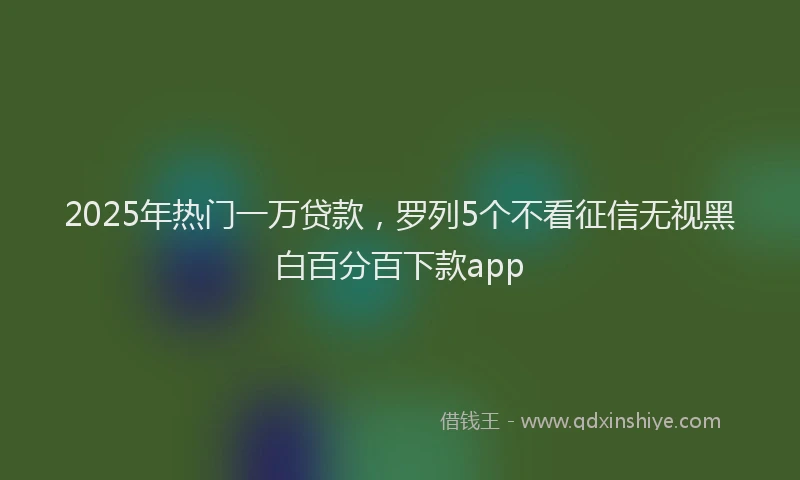 2025年热门一万贷款，罗列5个不看征信无视黑白百分百下款app