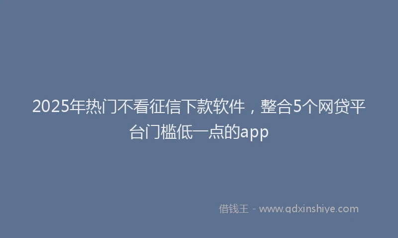 2025年热门不看征信下款软件，整合5个网贷平台门槛低一点的app