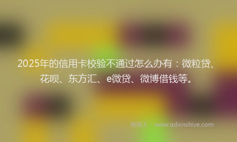 2025年的信用卡校验不通过怎么办有：微粒贷、花呗、东方汇、e微贷、微博借钱等。