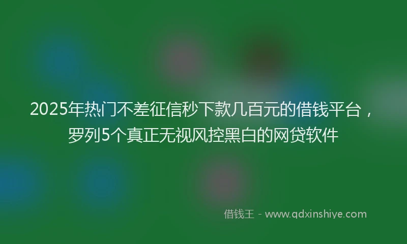2025年热门不差征信秒下款几百元的借钱平台，罗列5个真正无视风控黑白的网贷软件