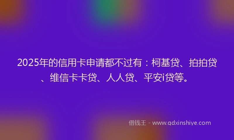 2025年的信用卡申请都不过有：柯基贷、拍拍贷、维信卡卡贷、人人贷、平安i贷等。